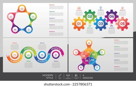 Infographic bundle set with 3d style and colorful concept for presentation purpose, business and marketing.