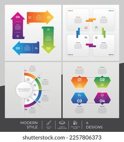 Infographic bundle set with modern style and colorful concept fot presentation purpose, business and marketing.