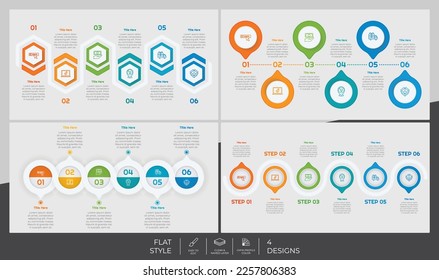 Infographic bundle set with modern style and colorful concept fot presentation purpose, business and marketing.