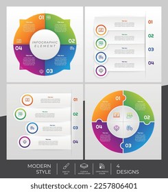 Infographic bundle set with modern style and colorful concept fot presentation purpose, business and marketing.