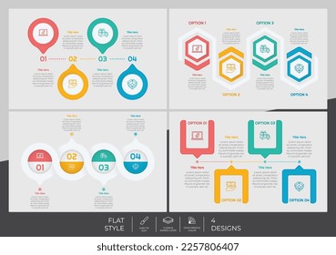 Infographic bundle set with modern style and colorful concept for presentation purpose, business and marketing.
