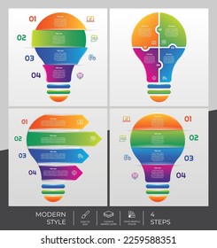 Infographic bundle set with modern style and colorful concept for presentation purpose, business and marketing.