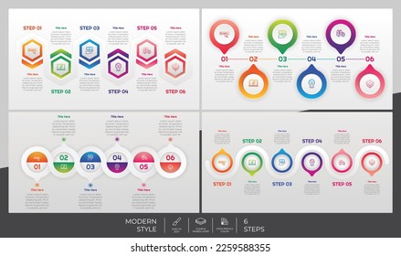 Infographic bundle set with modern style and colorful concept fot presentation purpose, business and marketing.