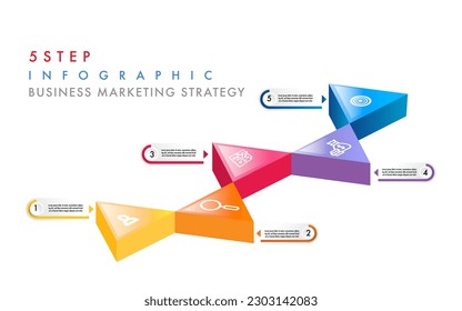 Infographic business 5 step triangle chart template to present data, progress, direction, data, diagram, infographic, management process can be a useful tool for organizations 