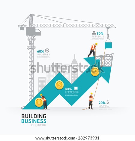 Infographic business arrow shape template design.building to success concept vector illustration / graphic or web design layout.