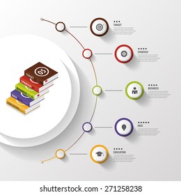 Infographic. Business Books. Colorful circle with icons. Vector