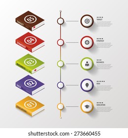 Infographic. Business Books. Colorful circle with icons. Vector