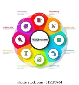 Infographic business circle vector design template. Can be used for data visualization, workflow, cycle diagram, pie chart, circular, finance, marketing icons, information infographics.