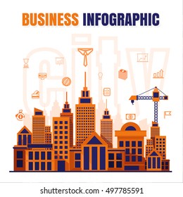 infographic Business city design vector on black background