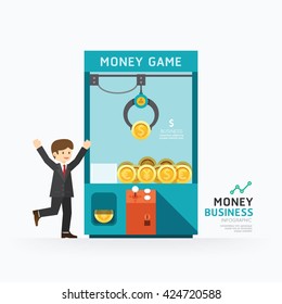 Infographic business claw game template design. How to success concept vector illustration / graphic or web design layout.