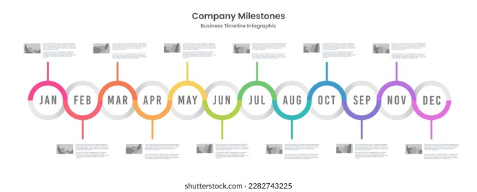 Infographic business concept with 12 months to success. Business presentation. Workflow, Annual reports. Vector illustration.