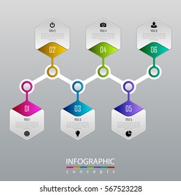 Infographic business concept with 6 options, parts, steps. Vector illustration can be used for diagram, chart, web design, presentation, advertising.