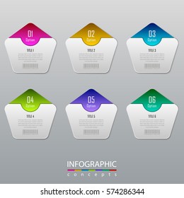 Infographic business concept with 6 options, parts, steps. Vector illustration can be used for diagram, chart, web design, presentation, advertising