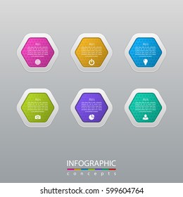 Infographic business concept with 6 options, parts, steps. Vector illustration can be used for diagram, chart, web design, presentation, advertising