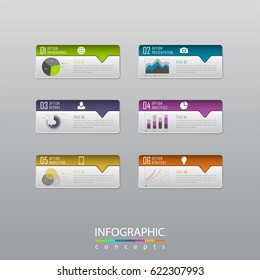 Infographic business concept with 6 options, parts, steps. Vector illustration can be used for diagram, chart, web design, presentation, advertising, map