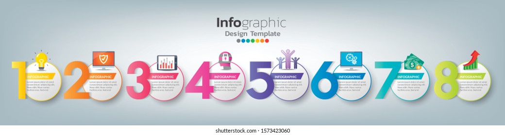 Infographic in business concept with 8 options, steps or processes.