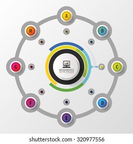 Infographic. Business concept. Colorful circle with icons. Vector illustration