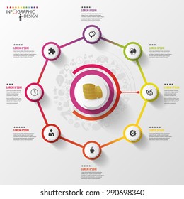 Infographic. Business concept. Colorful octagon with icons. Vector