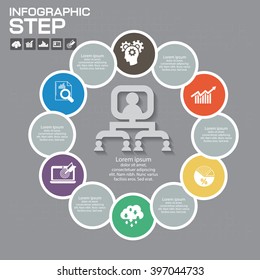 Infographic Business Concept - Creative Idea Illustration - vector lamp with icons for presentation, booklet, website etc.