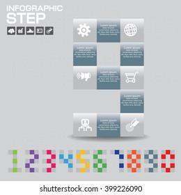 Infographic Business Concept - Creative Idea of Number consisted with color on gray background.