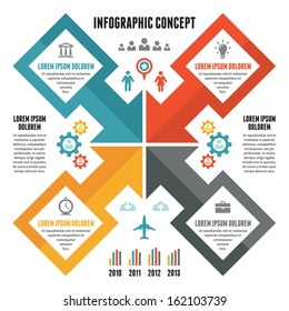 Infographic Business Concept - creative vector banner with arrows and icons. 