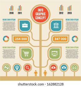 Infographic Business Concept - creative vector banner with flower structure. Icons set. 