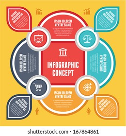 Infographic Business Concept - creative vector illustration. Colored system. 