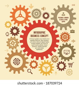 Infographic Business Concept - creative vector illustration with gear and icons for presentation, booklet, web site etc.
