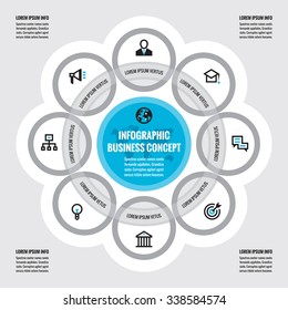 Infographic business concept - creative vector layout with icons. Circles and cycle. Design elements.