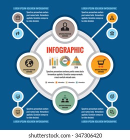 Infographic business concept - creative vector layout with icons. Circles and cycle. Design elements.