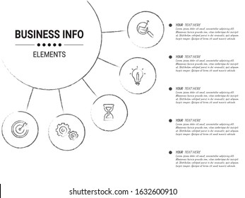 Infographic business concept design with icons and 3, 4, 5, 6,  options or steps. Thin line vector. Can be used for flow charts, presentations, web sites, banners, printed materials. EPS 10