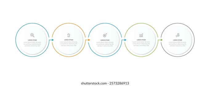 Infographic business concept design with icons and 5 options or steps. Thin line vector. Can be used for flow charts, presentations, web sites, banners, printed materials. EPS 10