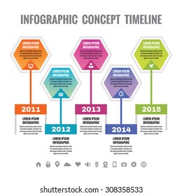 Infographic business concept in flat style - timeline vector template for presentation, booklet, web and other creative projects. Design elements.