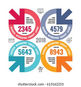 Infographic business concept illustration. Creative banner. Abstract layout with circle, arrows, icons. Design elements. 