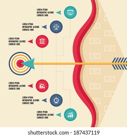 Infographic Business Concept Lauout with Bow, Arrow and Target for Presentation, Booklet, Web Blog etc.