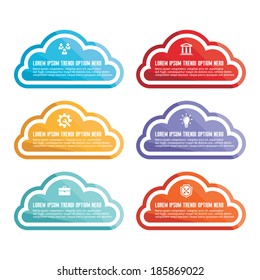 Infographic Business Concept for Presentation - Vector Scheme with Icons and Clouds in Flat Design Style.