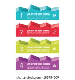 Infographic Business Concept for Presentation - Vector Horizontal Banners with Icons in Flat Design Style. Numbered step options. Abstract shapes forms. 
