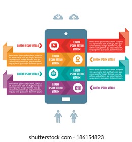 Infographic Business Concept for Presentation - Vector Scheme with Mobile Phone and Icons