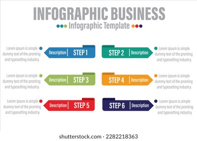 infographic business concept for slide presentation with 6 point 6 step or six option list and long box vertical shape direction