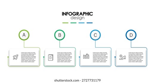 Infografía Diagrama de proceso de datos comerciales Elemento de diseño 4 Opción para presentación