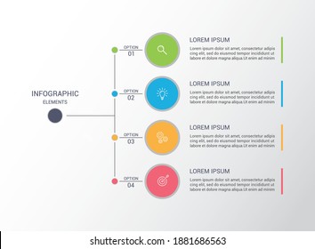 Infographic. Business data visualization. 4 steps infographic design template with icons. Process diagram, workflow, flow chart.