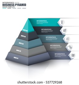 Infographic business data visualization vector design template. Can be used for steps, options, parts or processes, workflow, diagram, pyramid concept, stroke marketing icons, info graphics.