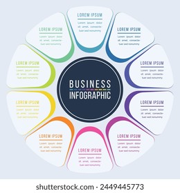 Infographic business design 10 steps, objects, elements or options infographic template for business information