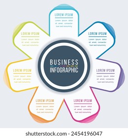 Infographic business design 7 Steps, objects, elements or options circle infographic template for business information