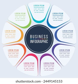 Infographic business design 9 Steps, objects, elements or options infographic template for business