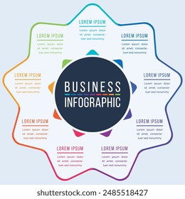 Infographic business design 9 steps, objects, elements or options business information circle infographic template