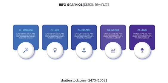Infographic business design template. Timeline concept with 5 steps. Design presentations, workflow layouts, and diagrams.