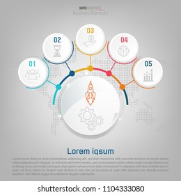 Infographic business design vector template and marketing icons, Process chart. Can be used for business presentation, web design, annual report. Business concept with 5 steps or option.