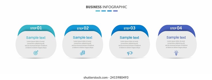 Infographic business design vector template with 4 options, steps or processes. Can be used for presentations banner, workflow layout, process diagram, flow chart, info graph