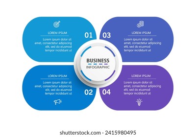 Infographic business design vector template with 4 options, steps or processes. Can be used for presentations banner, workflow layout, process diagram, flow chart, info graph